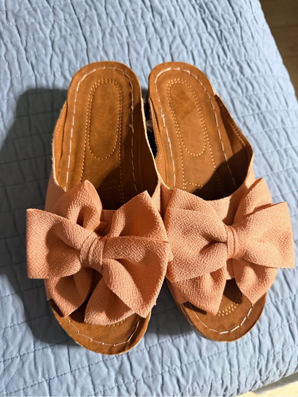 Peach Bow Slip-On Women's Sandals